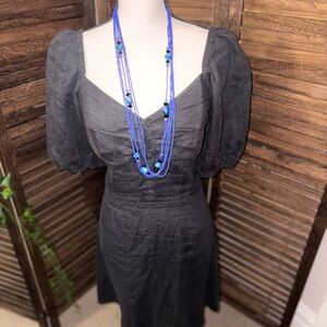 Elegant Black Dress with Puff Sleeves